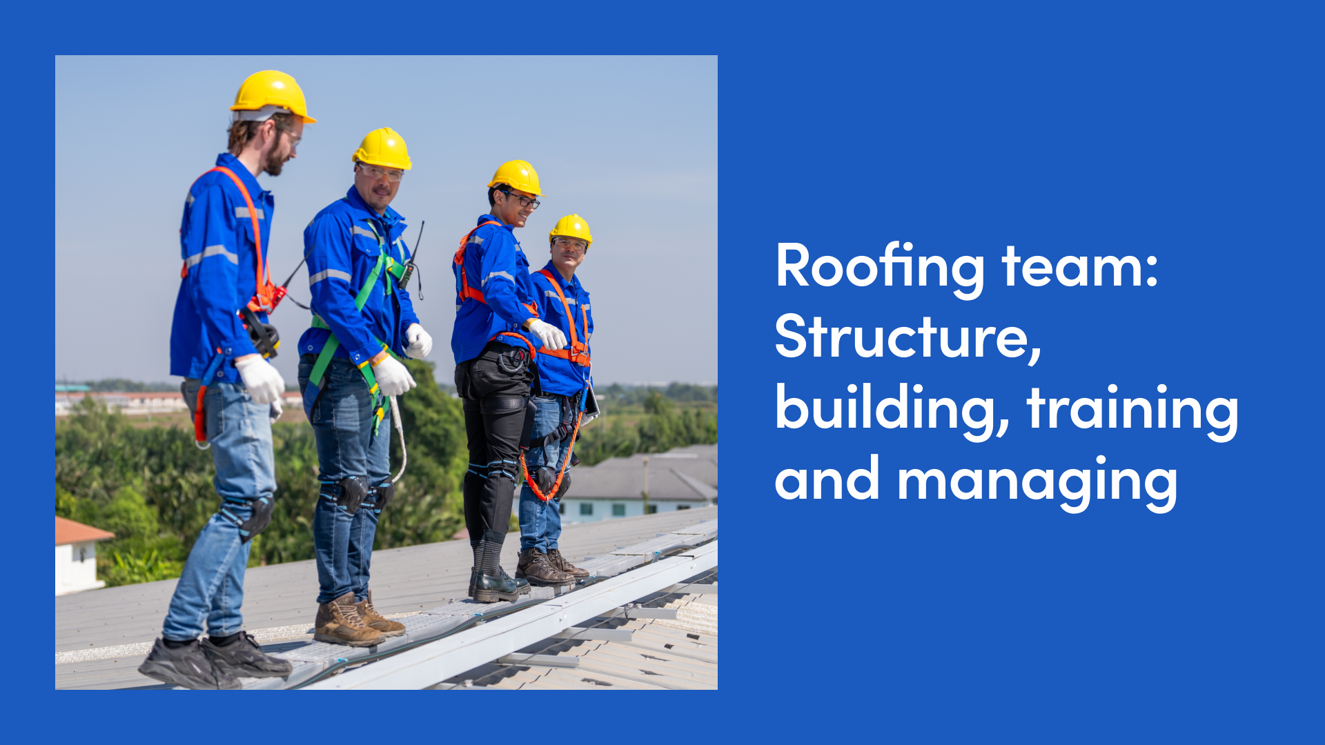 Professional roofing crew at work on a residential property